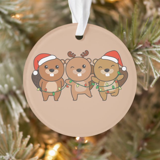 Beaver Christmas Christmas Animals Cute Beaver Orn Ornament (Tree)