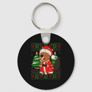 Beaver Christmas Lights Santa Costume Ugly Xmas Sw Key Ring
