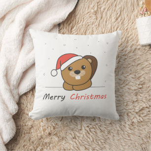 Beaver Christmas Snow Winter Animals Beaver Cushion