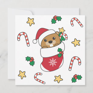 Beaver Christmas Snow Winter Animals Beaver Holiday Card