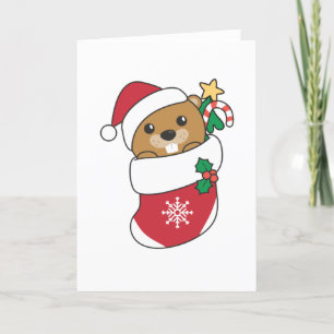 Beaver Christmas Snow Winter Animals Beaver Holiday Card