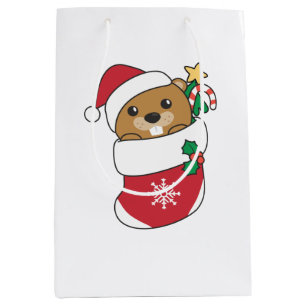 Beaver Christmas Snow Winter Animals Beaver Medium Gift Bag