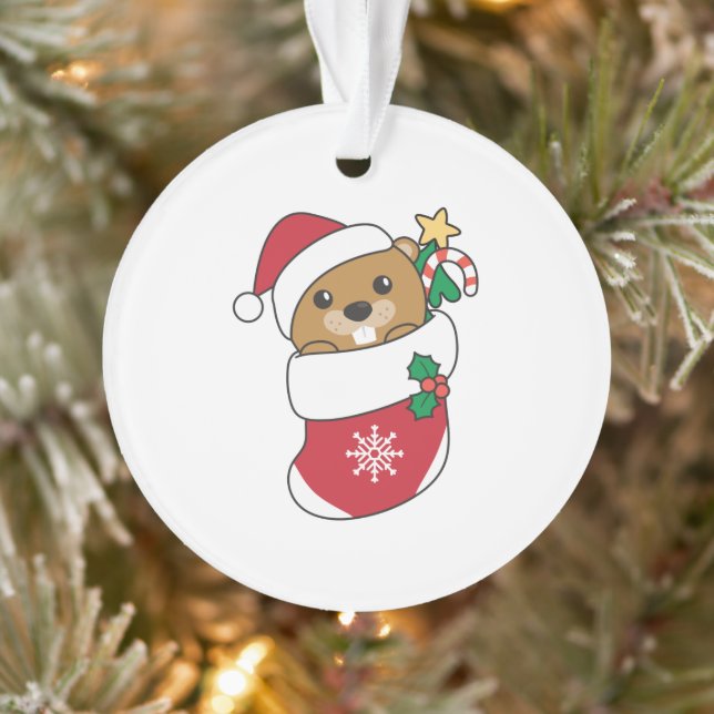 Beaver Christmas Snow Winter Animals Beaver Ornament (Tree)