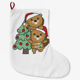 Beaver Christmas Tree Christmas Animals Beavers Large Christmas Stocking