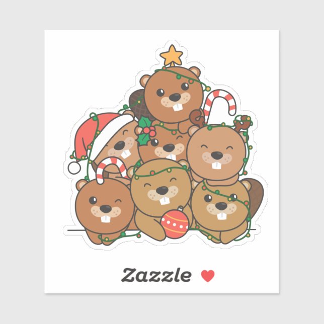 Beaver Christmas Tree Funny Animal Christmas (Sheet)