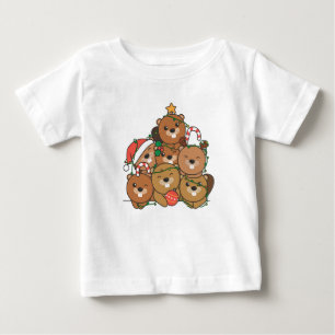 Beaver Christmas Tree Funny Animal Christmas Baby T-Shirt