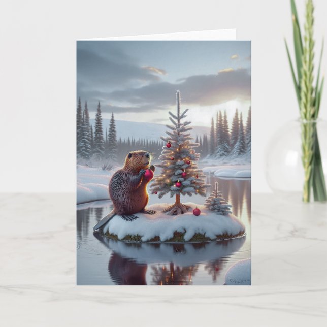 BEAVER CHRISTMAS - WILDLIFE  HOLIDAY CARD (Front)