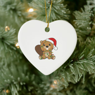 Beaver Christmas Winter Animals Beaver Ceramic Tree Decoration