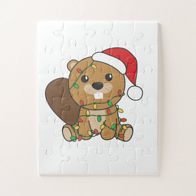 Beaver Christmas Winter Animals Beaver Jigsaw Puzzle (Vertical)
