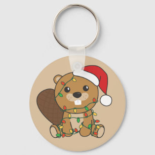 Beaver Christmas Winter Animals Beaver Keychain