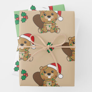Beaver Christmas Winter Animals Holiday Beavers Wrapping Paper Sheet