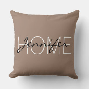 Beaver colour home monogram cushion