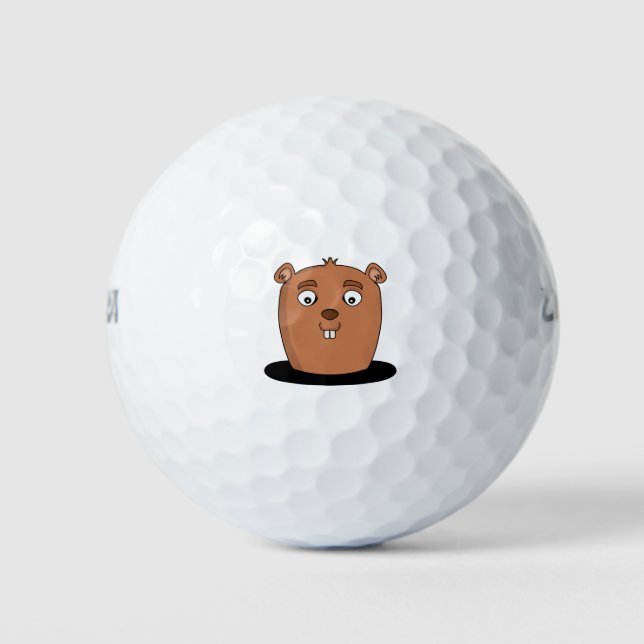 Beaver coming out of a hole golf balls (Front)