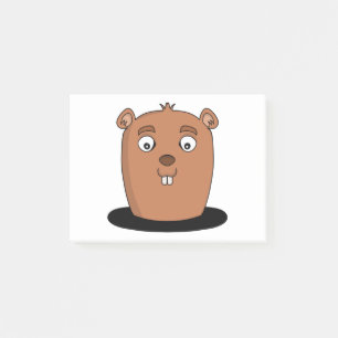 Beaver coming out of a hole post-it notes
