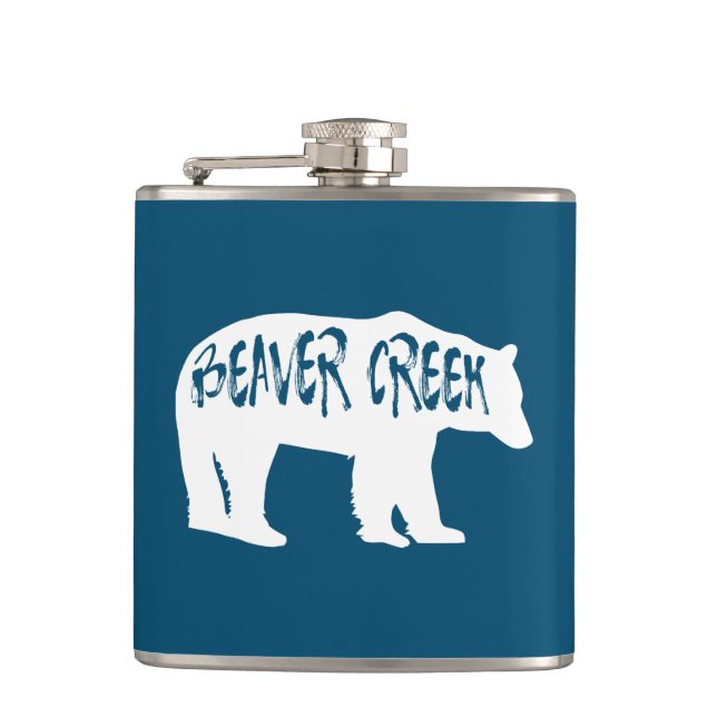 Beaver Creek Colorado Bear Hip Flask (Front)