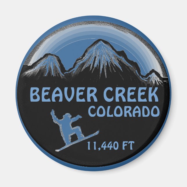Beaver Creek Colorado blue snowboard art magnet (Front)