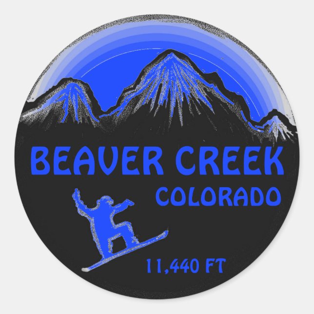 Beaver Creek Colorado blue snowboard art stickers (Front)