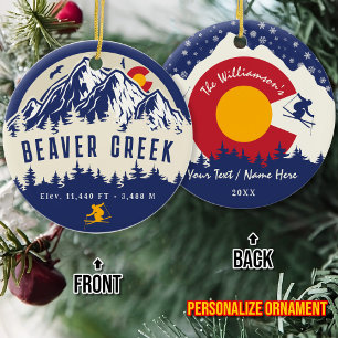 Beaver Creek Colorado Flag Mountain Ski Souvenir Ceramic Tree Decoration