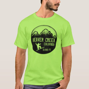 Beaver Creek Colorado green snowboard art tee