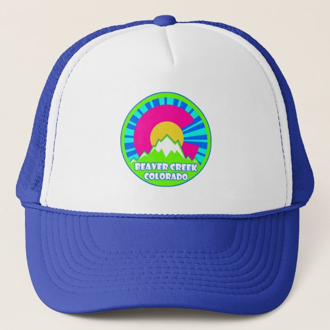 Beaver Creek Colorado neon mountains hat (Front)