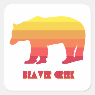Beaver Creek Colorado Rainbow Bear Square Sticker