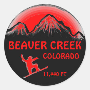 Beaver Creek Colorado red snowboard art stickers