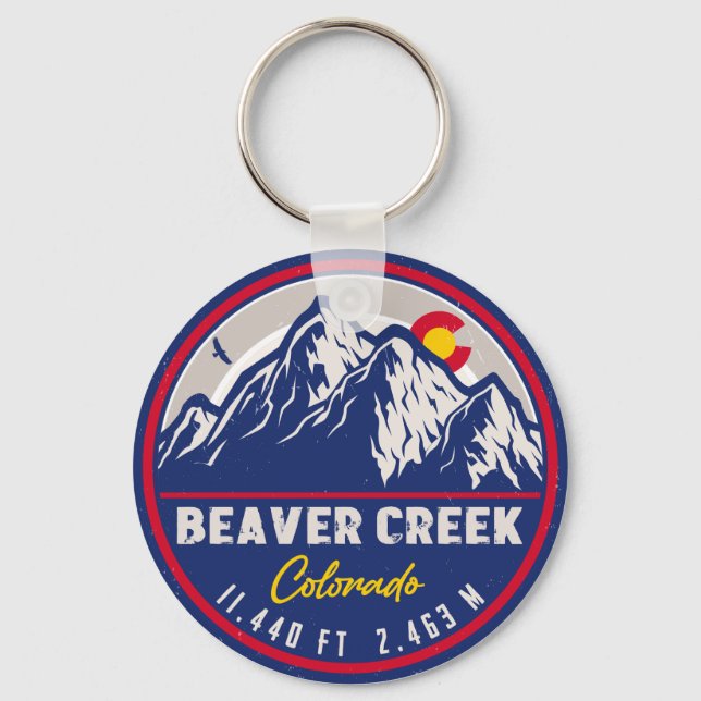 Beaver Creek Colorado Retro Sunset Souvenirs Key Ring (Front)