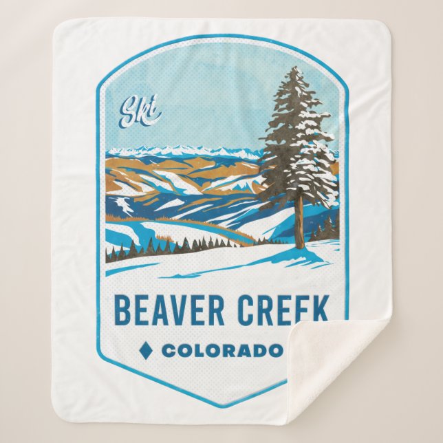 Beaver Creek Colorado Ski Badge Sherpa Blanket (Front)