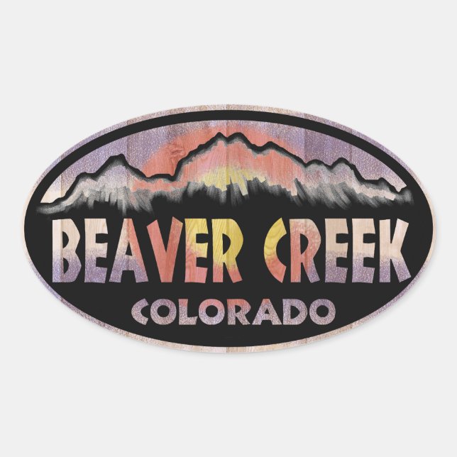 Beaver Creek Colorado wood flag oval stickers (Front)