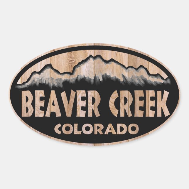 Beaver Creek Colorado wooden sign oval stickers (Front)