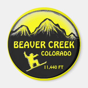 Beaver Creek Colorado yellow snowboard art magnet