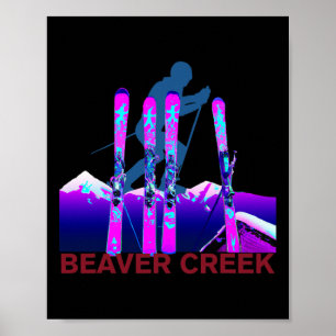 Beaver Creek Skiing Snowboarding Retro 90s Beaver Poster