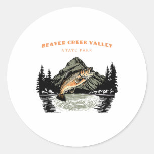Beaver Creek Valley State Park Retro Vintage Fishi Classic Round Sticker