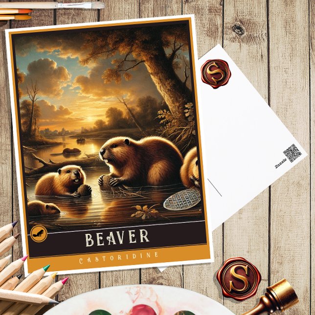 Beaver | Cute Family Vintage Animal Postcard (Creator Uploaded)