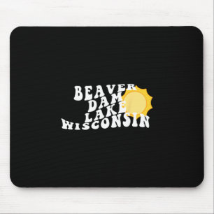 Beaver Dam Lake Wisconsin Wi Retro Wavy Souvenir V Mouse Mat