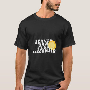 Beaver Dam Lake Wisconsin Wi Retro Wavy Souvenir V T-Shirt