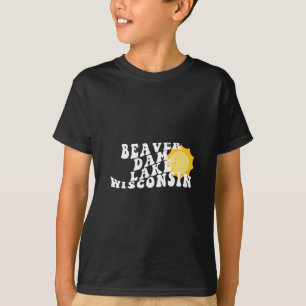Beaver Dam Lake Wisconsin Wi Retro Wavy Souvenir V T-Shirt