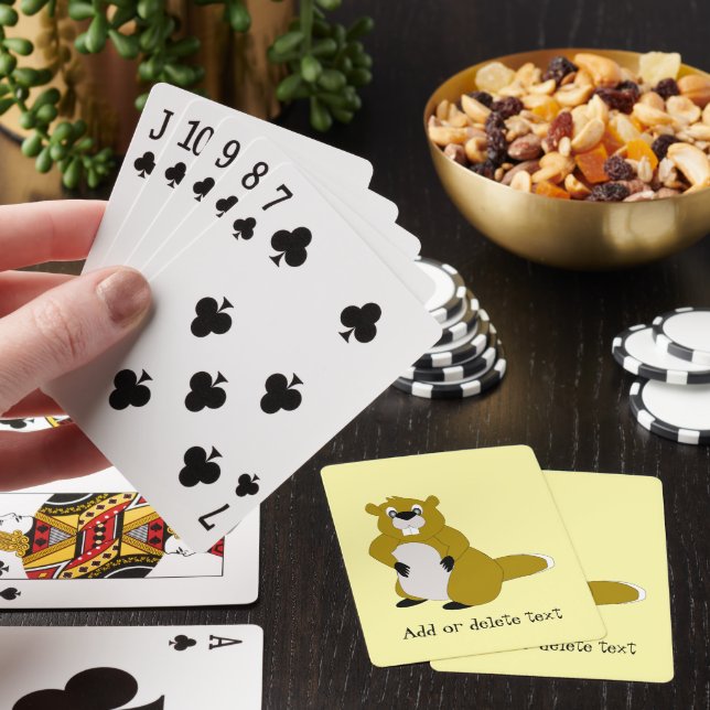 Beaver Design Any Colour Background Playing Cards (In Situ)