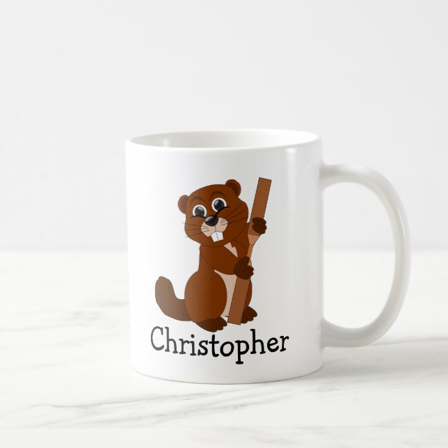 Beaver Design Personalised Coffee Mug (Right)