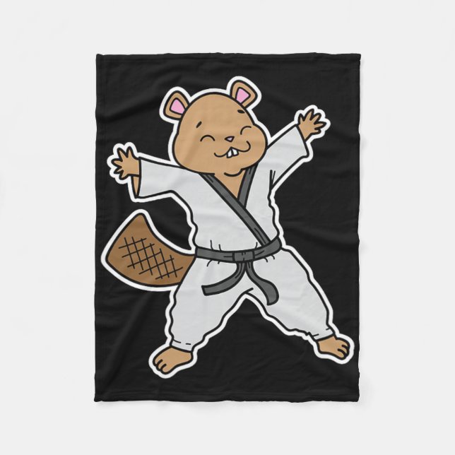 Beaver Does Karate  Fleece Blanket (Front)