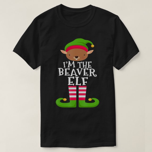 Beaver Elf Animal Lover's Family Matching Christma T-Shirt (Design Front)