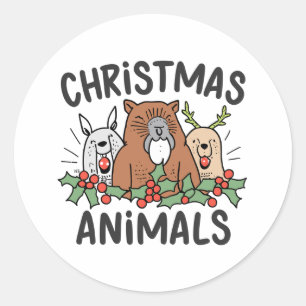 Beaver Family's Merry Christmas Classic Round Sticker