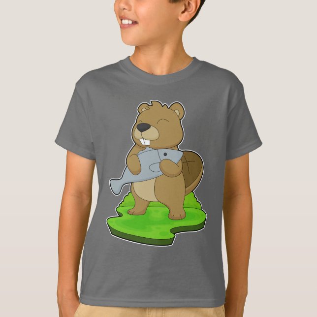 Beaver Fisher Fish Fishing T-Shirt (Front)