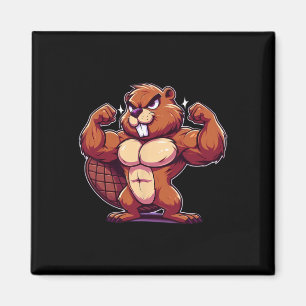 Beaver Flexing Muscles Fan Lover Bodybuilding Gym  Magnet