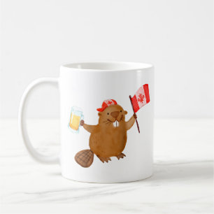 Beaver Holding Canada Flag Beer Raglan Baseball  Coffee Mug