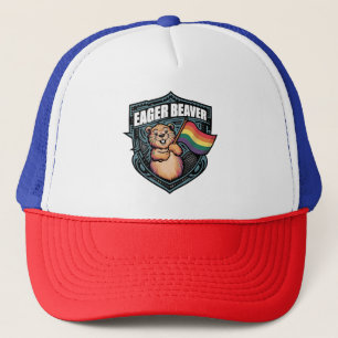 Beaver Holding LGBTQ Flag Trucker Hat
