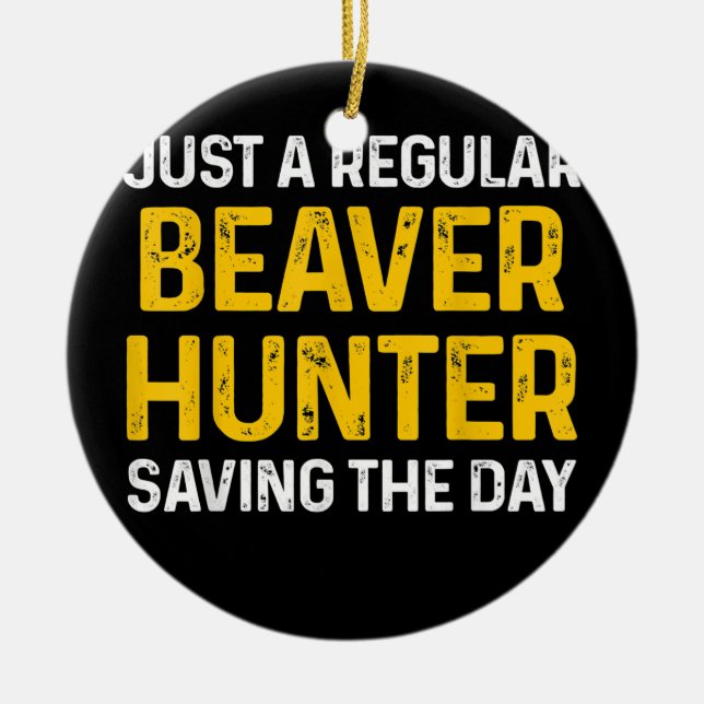Beaver Hunting Season Hunter  Ceramic Tree Decoration (Front)