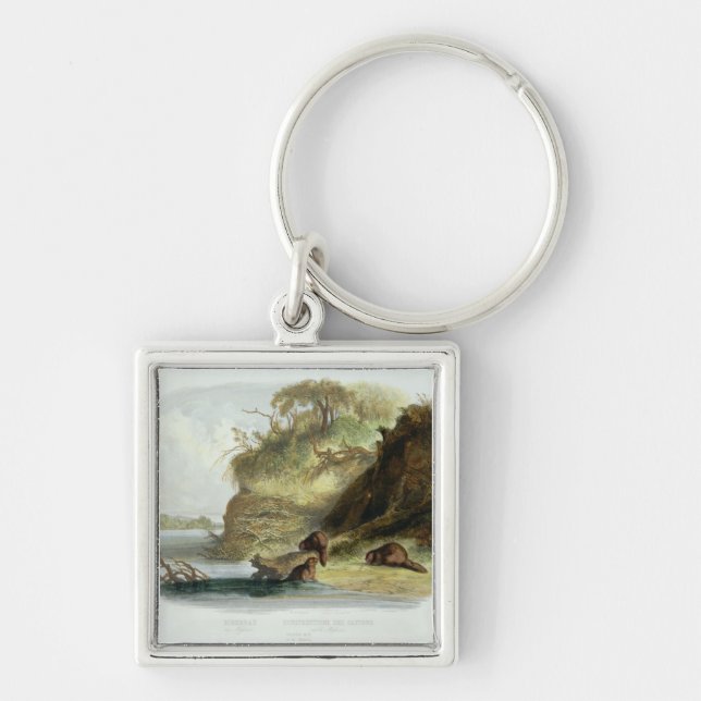 Beaver Hut on the Missouri, plate 17 from volume 1 Key Ring (Front)