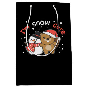 Beaver I'm Snow Cute Snowman Snow Pun Medium Gift Bag