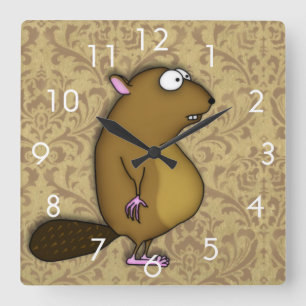 Beaver in Profile Square Wall Clock